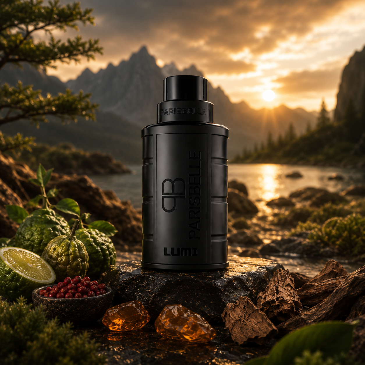 Lumi by Parisbelle - bottle in nature with amber and bergamot