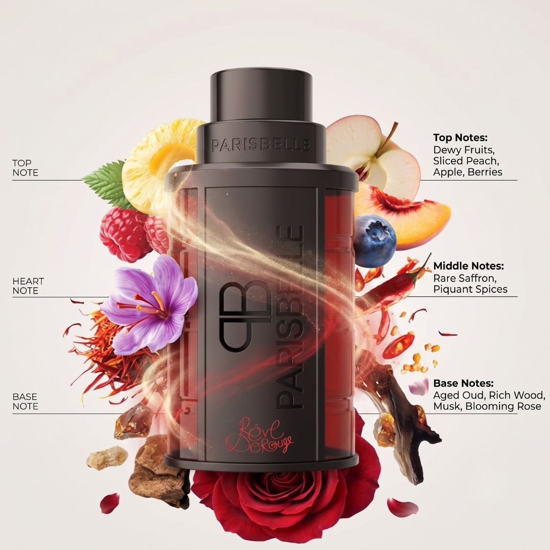 Eve De Rouge by Parisbelle - fragrance notes: Dewy Fruits, Saffron, Aged Oud